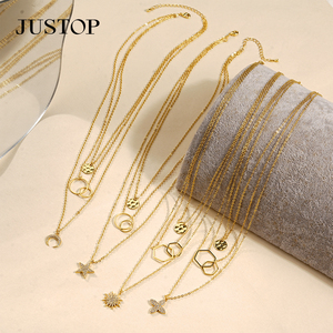 Collier long unisexe, OEM/vente en gros, personnalisé, étanche, en acier inoxydable, plaqué or ou argent, chaîne à maillons, tendance, 10 colliers - Product Image 6