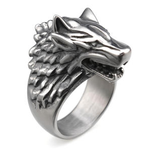 <span class=keywords><strong>Anneaux</strong></span> <span class=keywords><strong>de</strong></span> mode rétro et puissants à tête <span class=keywords><strong>de</strong></span> loup, bijoux fins, pour hommes et femmes - Product Image 3