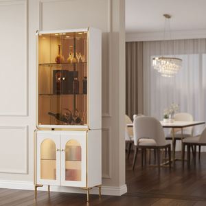 <span class=keywords><strong>Meuble</strong></span> à vin en bois massif de style européen et américain, vitrine créative avec porte en verre pour la maison, le salon, rangement et décoration - Product Image 6