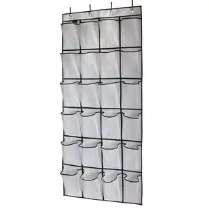 Over The Door Shoe Organizer Fabric Pocket Closet Accessory Storage Hanging Shoe Hanger 24 Large Mesh Pockets