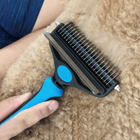 Râteau et peigne démêlant 2-en-1 de luxe intelligent et mignon pour animaux de compagnie - Acier inoxydable et plastique pour un toilettage sûr des chats et des chiens