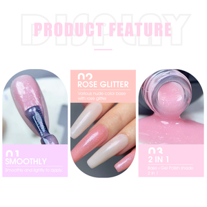 <span class=keywords><strong>Deroi</strong></span> Pink Nude Color Rose Glitter Base en caoutchouc Gel sans acide Glitter Gel Nail Polish Base Coat - Product Image 6