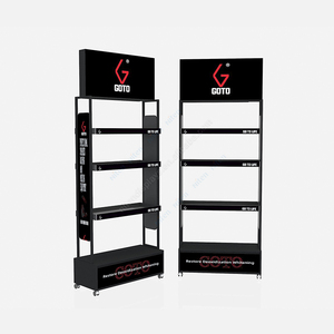 Venta al por menor de metal negro mate Soporte de exhibición de piso de promoción de bocadillos ajustable con ganchos y estantes - Product Image 6