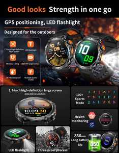 Reloj Inteligente Deportivo para Exteriores HT42 2026 con Linterna, Altímetro, Barómetro, Pantalla Táctil de 1.7 Pulgadas, Resistente al Agua 3 ATM - Product Image 3