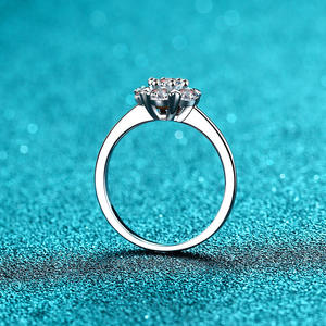 High Quality 925 Sterling Silver Wedding Engagement <b>Ring</b> Classic Style <b>Sunflower</b> Moissanite Gemstone White Color - Product Image 5