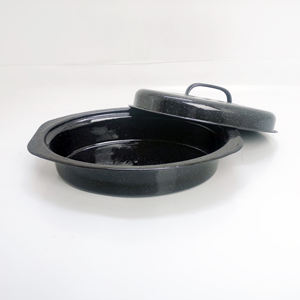Sartén ovalada pequeña para asar de 13 pulgadas con tapa abovedada Sartenes para asar de metal esmaltado para pavo, pollo, cordero, verduras - Product Image 2