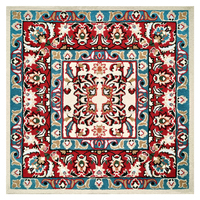 China Günstige NZ Wolle Authentic Persian Style Rot und Blau 100*100cm Handgetufteter Teppich Teppich für elegantes Wohnzimmer Dekor