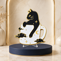 Vente en gros fabricant : Accessoire de mode moderne et original en émail noir pour tasses à café, personnalisable pour commandes en gros