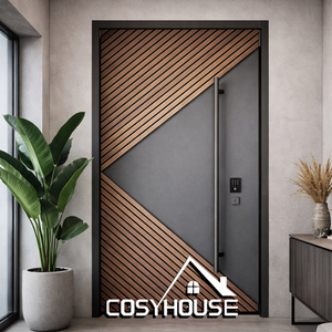 Porte d'entrée principale en bois massif sculpté sur mesure pour villa de luxe - Product Image 3