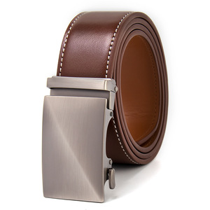 Cinturón Formal de Cuero Genuino para Hombre, Hebilla de Cierre Automático Tiyo, Aleación Rectangular de 3.8cm, Sólido, Duradero y Elegante para el Día a Día - Product Image 3