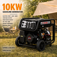 Générateur d'essence portable BISON (CHINE) 10kW 10kVA, refroidi par air, 220V 380V, démarrage électrique à lanceur, usage résidentiel