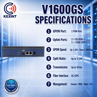 Terminal de ligne optique GPON OLT Kexint V1600GS à port unique 1U avec 2GE RJ45 et 10GE SFP+ Uplink pour FTTH FTTx