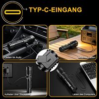 Lampe torche LED super lumineuse à double interrupteur avec affichage numérique, rechargeable par Type-C, portable avec clip pour le camping en extérieur et les situations d'urgence
