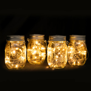 Décor de <span class=keywords><strong>jardin</strong></span> extérieur de Noël, éclairage solaire LED en verre Mason Jar suspendu, 4 pièces, indice de protection IP65 - Product Image 6