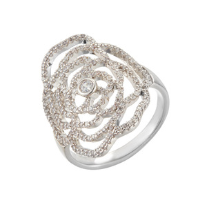 Camellia Flower Ring Micro Pave Zircon Hollow Design For Women Party Jewelry - Product Image 5