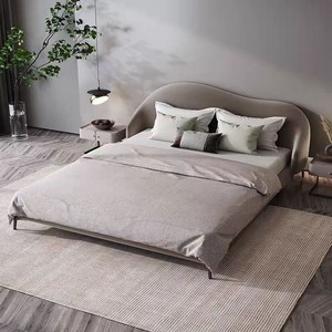 Lit plateforme moderne rembourré avec tête <span class=keywords><strong>de</strong></span> lit et dossier, cadre <span class=keywords><strong>de</strong></span> lit en bois, tissu velours gris, pieds en acier - Product Image 4