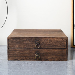 Wooden Double Layer Tea <b>Box</b> Rectangle 10 In High Handmade Storage For Pu'er Tea <b>Cake</b> <b>Gift</b> Craft - Product Image 1