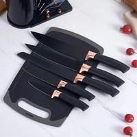 Ensemble de 19 couteaux avec bloc et planche à découper, accessoires de cuisine, couteau de chef en acier inoxydable pour la cuisine, noir