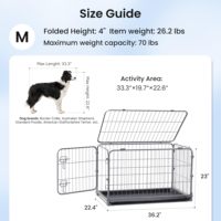 Cage pour animaux de compagnie carrée en fer anti-collision avec fermeture auto-agrippante, design pliable, plateau de nettoyage amovible, résistante à l'eau et durable pour