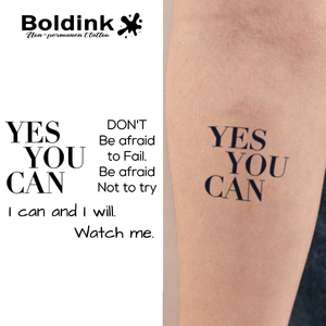 Tatuaggio Temporaneo Boldink Personalizzato con Citazione Motivazionale 'Yes You Can', Realistico, Impermeabile, Lunga Durata 2 Settimane, Inchiostro Jagua - Product Image 1