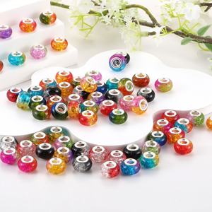 <b>Large</b> Hole DIY Fashion Bracelet Accessories Two-Tone Gradient Ice Crack Pattern Mix Colored Acrylic Loose Beads <b>Pan</b> Beads - Product Image 2
