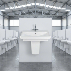 Lavabo demi-pied en céramique blanche, design rustique, pour salle de bain, cuisine, maison, hôpital, articles sanitaires en porcelaine - Product Image 4