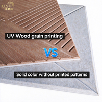 Panel Akustik Felt PET Daur Ulang Kelas E0 dengan Cetakan UV Motif Kayu, Panel Dinding Peredam Suara Beralur NRC 0.8 untuk Kantor Hotel