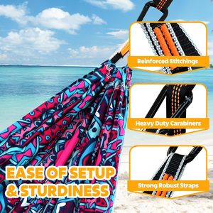 Amaca da campeggio super leggera da viaggio 300kg capacità di carico traspirante ad asciugatura rapida 2 X Carabiners Premium 2 X palestra in Nylon - Product Image 2