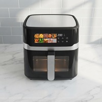 Nouvelle friteuse à air numérique grande capacité CE CB, sans huile, saine, avec écran tactile LED et fenêtre visible, noire