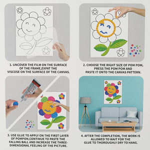 Pompones Esponjosos para Manualidades, Pintura de Flores Tropicales, Pompones Suaves y Coloridos, Bolas Elegantes y Fáciles de Usar, Juguetes para Niños - Product Image 4