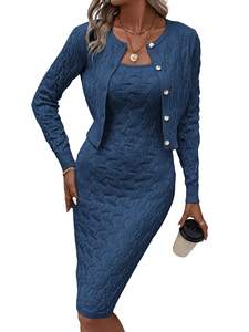 <span class=keywords><strong>Set</strong></span> di abiti con cavo in <span class=keywords><strong>maglia</strong></span> tinta unita <span class=keywords><strong>e</strong></span> <span class=keywords><strong>Cardigan</strong></span> frontale con bottoni - Product Image 3