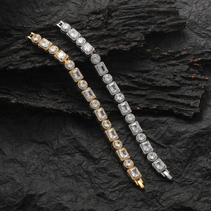 Tennis <b>Bracelet</b>, Rectangular Round Spacer <b>Copper</b> Inlaid Zircon Couple Fashion Tanjing Fashion Lijing Necklace - Product Image 4