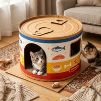 Maison pour chat en carton ondulé gaufré à motif de villa, avec revêtement UV, imperméable, anti-rayures, pliable, en matériaux recyclés pour