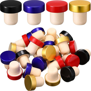 Bouchons en liège synthétique et en bois en forme de T personnalisés pour les bouteilles de vin, de spiritueux et de liqueurs, bouchons de bouteilles de vin - Product Image 1