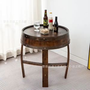 Mesa de centro de madera maciza redonda hecha a mano para sala de estar, mesa auxiliar para uso doméstico, balcón, estilo chino - Product Image 3