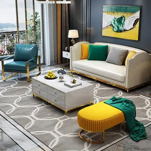 Mobiliário de luxo em couro, conjunto de sofá de couro com design de móveis seccionais para sofá, sala de estar