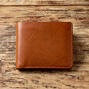 Custom <b>Men's</b> Brown Crazy Horse Cow Leather Short Bifold <b>Wallet</b> with Coin Pocket <b>RFID</b> Blocking Open Closure - Product Image 1