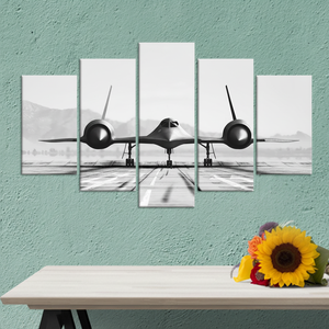 Impression sur toile SR-71 Blackbird, art monochrome sur toile pour les passionnés d'aviation, lot de 5 toiles assorties - Product Image 3