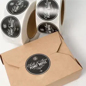 Rouleau d'autocollant d'étiquette ronde d'étanchéité alimentaire étanche en vinyle d'impression d'emballage de cercle de logo personnalisé