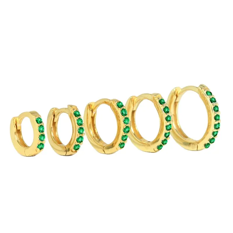 Hotsale CZ Small Hoop Earrings Gold Plated Colorful Zircon Hoop Huggie Earrings Sterling Silver 925