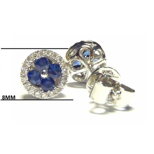 Petites boucles d'oreilles en saphir blanc 18k, design de printemps, diamant, or blanc, - Product Image 2