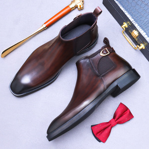 Bottes Chelsea montantes en cuir véritable pour hommes, style Oxford, pour le bureau, en <span class=keywords><strong>velours</strong></span>, de haute qualité, vente en gros - Product Image 4