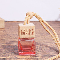 Diffuseur de parfum en verre pour voiture, couleur personnalisée, 8 ml, carré, avec bouchon en bois