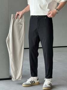 <span class=keywords><strong>Pantalon</strong></span> Homme <span class=keywords><strong>Chino</strong></span> Formel en Lin et Coton Kaki Coupe Large Été Bureau Décontracté Sport Travail Échantillon Disponible - Product Image 3