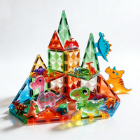 Juego de Bloques de Construcción Magnéticos con Temática de Dinosaurios para Niños, Cantidad Mínima de Pedido, Regalo de Cumpleaños para Niños y Niñas