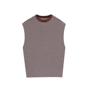 <strong>Old</strong> Money Style High Quality Elegant <strong>Ladies</strong> Round Neck Sleeveless Top Cotton Stripe Knitted Fashion Casual Sweater Set - Product Image 3