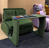 Canapé-lit convertible 3-en-1 Vanbow en velours, avec lit gigogne et bureau intégré, idéal pour les petits espaces