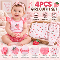 Ensemble de 3 bodys bébé 100 % coton imprimés à manches courtes pour 0-9 mois – Vente en gros, styles variés