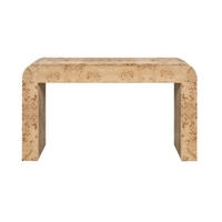 Bureau en bois de burl avec cascade de tiroirs et pieds en dalle, bureau moderne pour bureau à domicile, bureau contemporain en cascade pour maison et hôtel