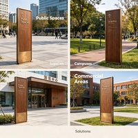 Panneau Totem Extérieur en Acier Inoxydable à Texture Bois Naturel Écologique, Panneau de Guidage Directionnel pour Parc Scénique, Personnalisé, Résistant aux Intempéries IP65